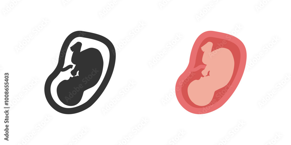 Baby, human embryo icon. Fetus prenatal human child silhouette. Isolated vector Baby, human embryo icon. Fetus prenatal human child silhouette. Isolated vector