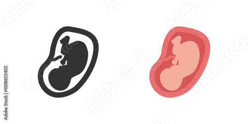 Baby, human embryo icon. Fetus prenatal human child silhouette. Isolated vector