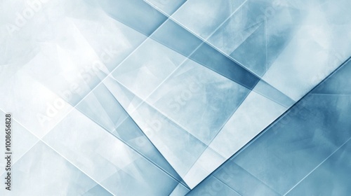 modern abstract blue background design with layers of textured white transparent material in triangle diamond and squares shapes in random geometric 