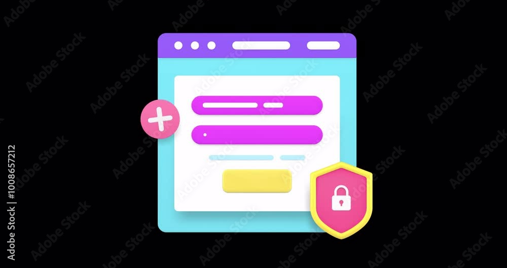 Online account authorization login password web page banner with copy space 3d icon animation loop. Internet browser personal data user interface website access protection encryption Online account authorization login password web page banner with copy space 3d icon animation loop. Internet browser personal data user interface website access protection encryption