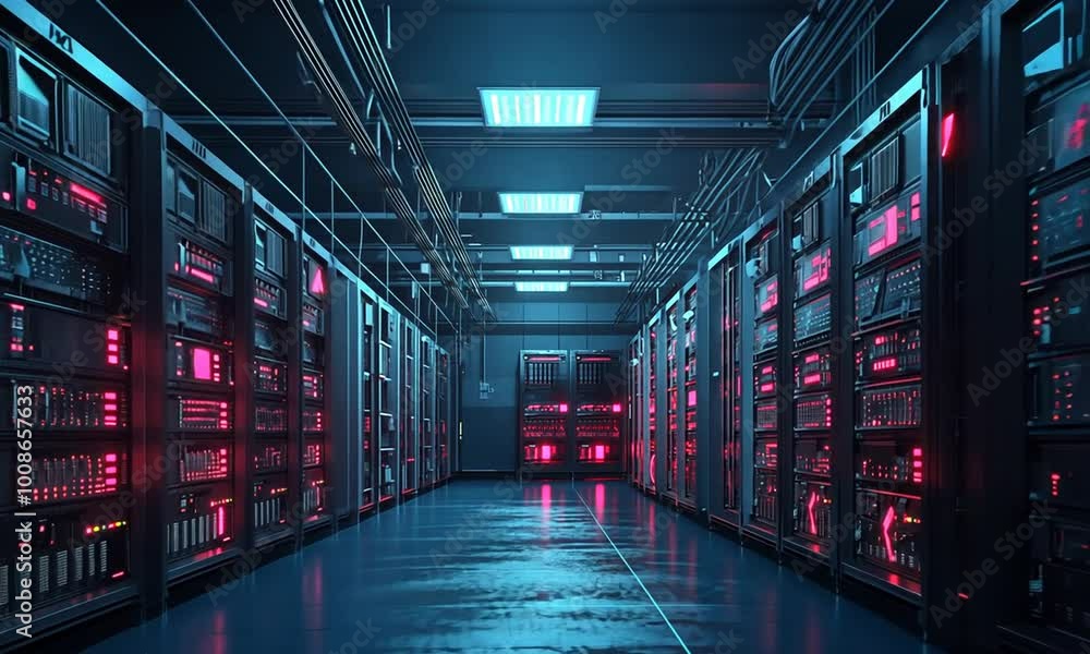 Server Room with Neon Lights Server Room with Neon Lights