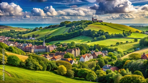 Scenic View of the Historic Battlefield of Hastings with Rolling Hills and Greenery in Background