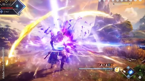 mmo rpg character in open world video game gameplay Generative AI