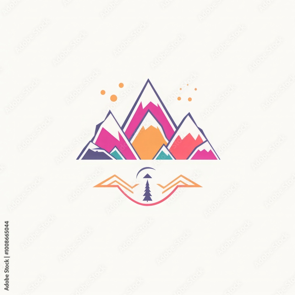 A simple illustrated mountain scene that is vibrant and colorful, presenting a lively and playful take on natural landscapes that is both engaging and charming. A simple illustrated mountain scene that is vibrant and colorful, presenting a lively and playful take on natural landscapes that is both engaging and charming.