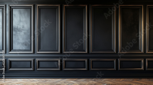 Blank black wooden wall panel Mockup 