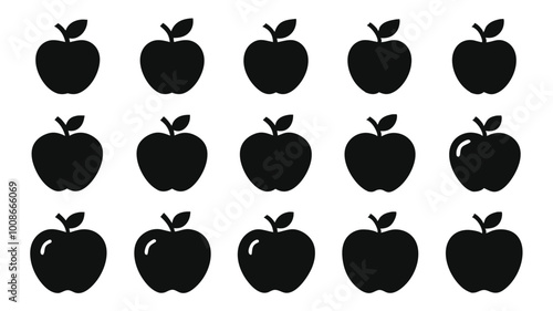 silhouette apple vector set illustration isolated on white artboard