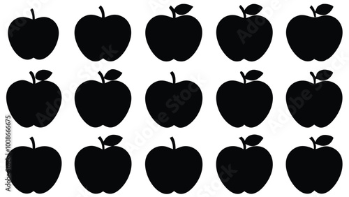 silhouette apple vector set illustration isolated on white artboard