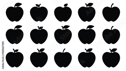 silhouette apple vector set illustration isolated on white artboard