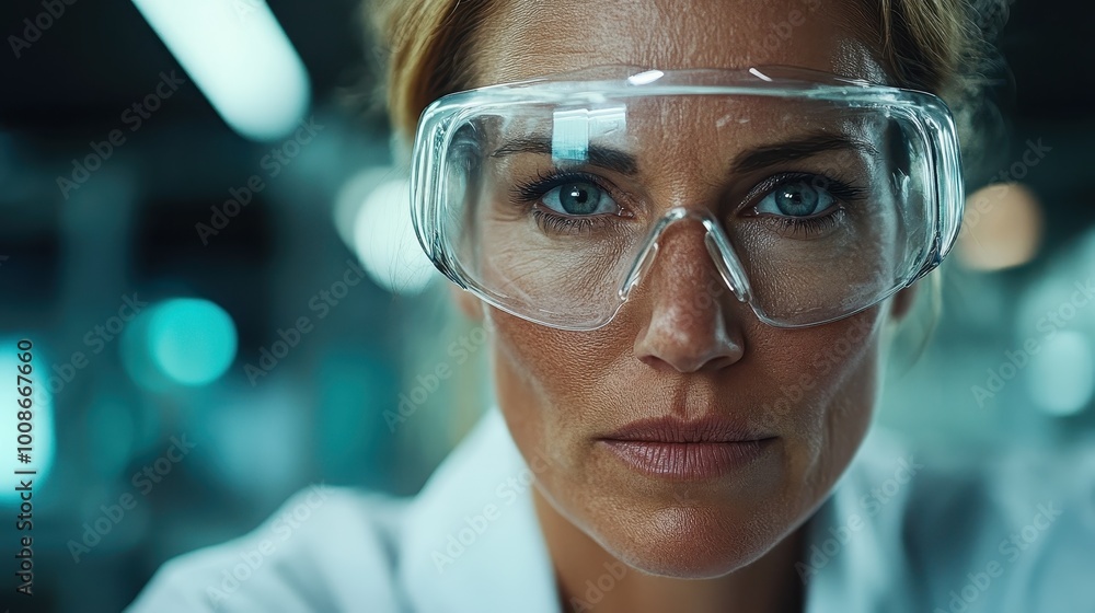 A steely-eyed scientist peers intently in an advanced lab, wearing safety goggles and a lab coat, signifying precision and innovation in scientific research and discovery. A steely-eyed scientist peers intently in an advanced lab, wearing safety goggles and a lab coat, signifying precision and innovation in scientific research and discovery.