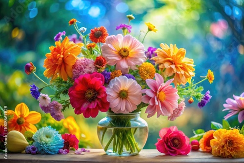 Serene Blooming Watercolor Floral Composition with Vibrant Colors and Soft Brush Strokes for Art Lovers