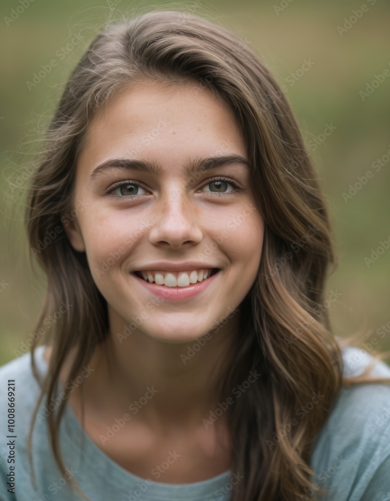 Smiling young woman in casual attire Smiling young woman in casual attire