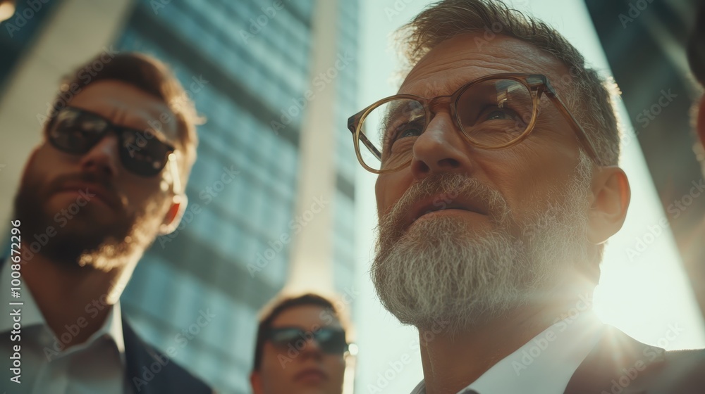 A close-up profile of a bearded man with glasses, set against a city skyline under bright sunlight, showcasing urban vibes and a sense of ambition and potential. A close-up profile of a bearded man with glasses, set against a city skyline under bright sunlight, showcasing urban vibes and a sense of ambition and potential.
