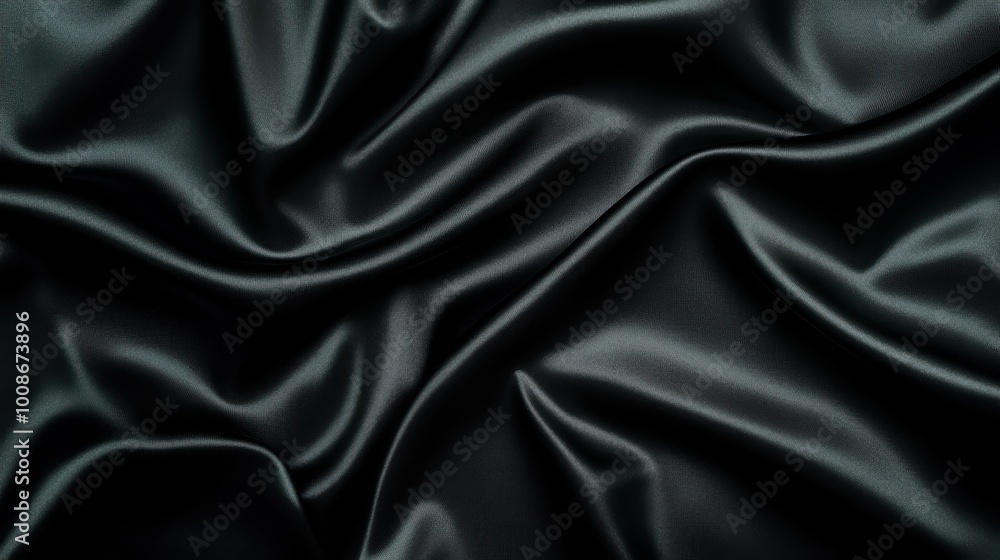 Obraz premium Luxurious dark silky fabric with a smooth texture and gentle folds, creating a sophisticated and elegant ambiance through its deep, rich tones and natural flow.