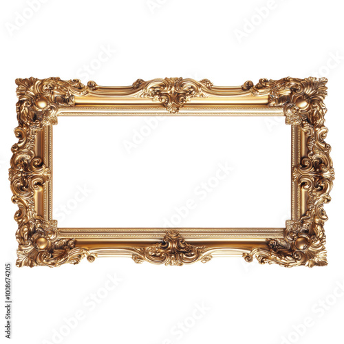A beautiful antique gold picture frame with beautiful baroque details. Perfect for decorating a wall or displaying blank photos.