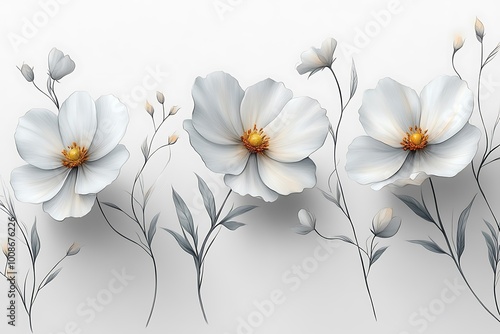 3d floral seamless pattern wallpaper illustration with vintage decorative hand drawn leaves