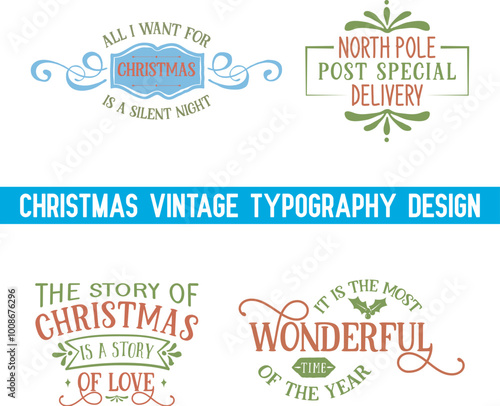 Christmas typography vintage Merry Christmas deer Peace love joy Christmas happy new year