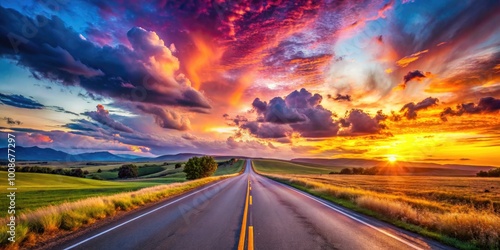 Serene Sky and Open Road Backdrops for Scenic Views and Travel Inspiration in Natural Landscapes