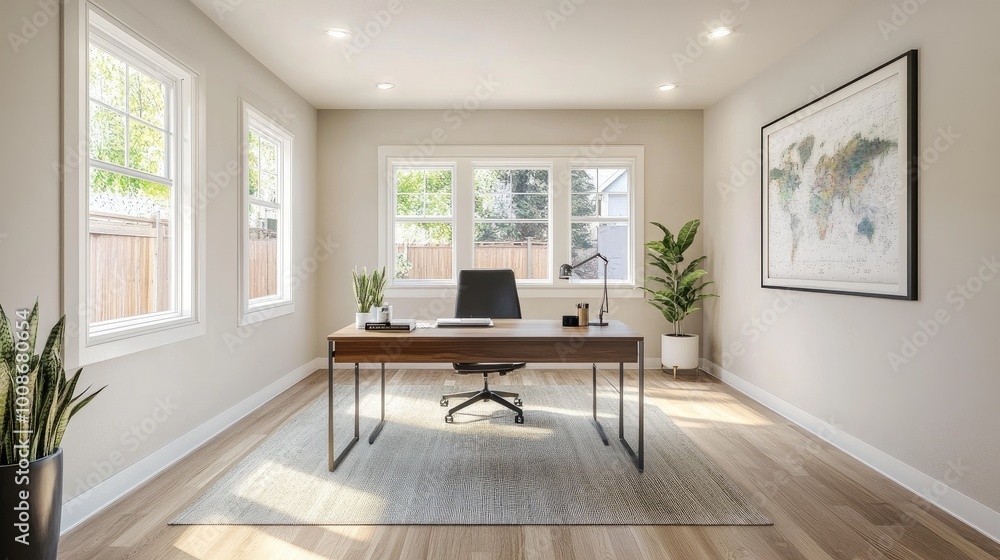 Fototapeta premium Modern Office Interior with Natural Light and Plants