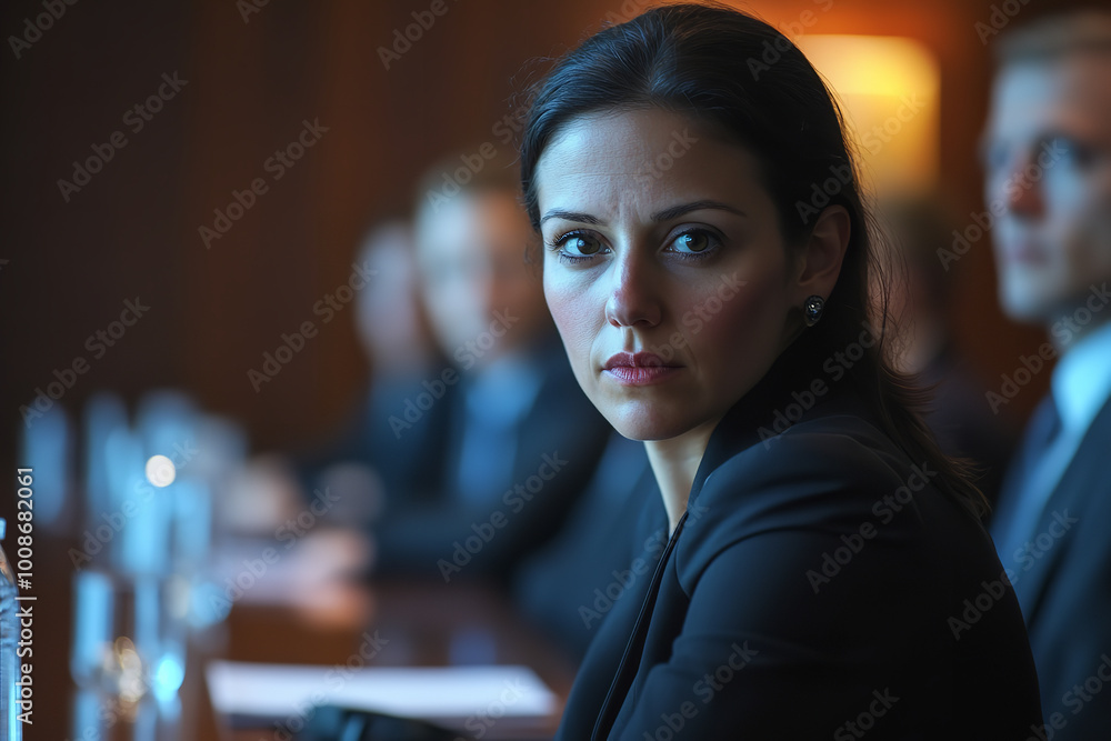 Obraz premium Businesswoman Negotiating During High-Stakes Boardroom Meeting