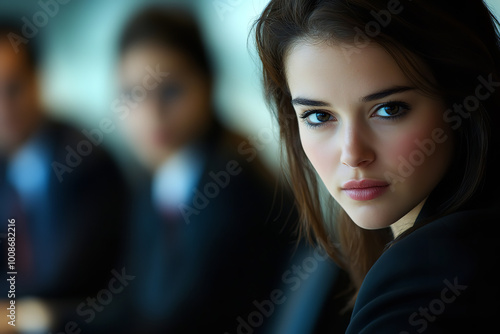 Wallpaper Mural Businesswoman Negotiating During High-Stakes Boardroom Meeting Torontodigital.ca