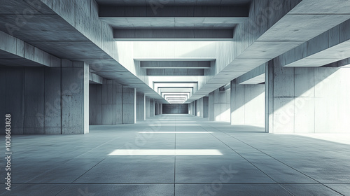 Concrete corridor in a modern building
