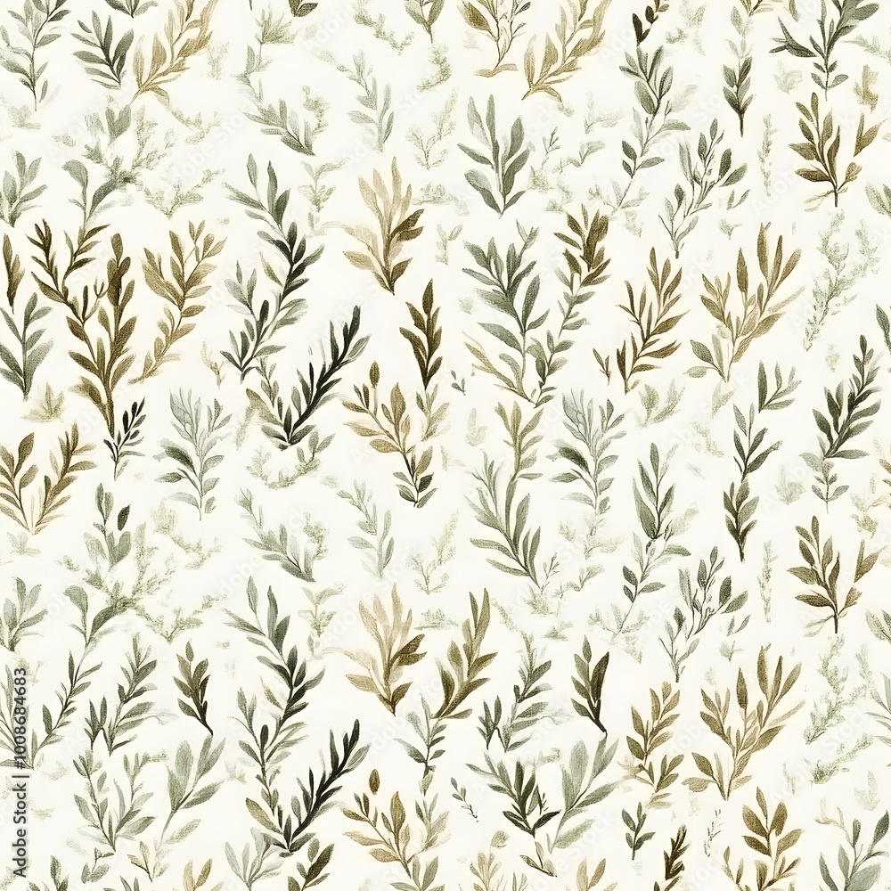 Watercolor Green Leaves Seamless Pattern Watercolor Green Leaves Seamless Pattern