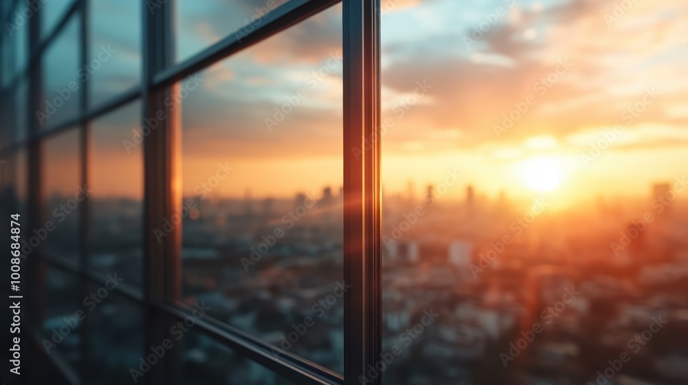 This image captures the warm sunset glow reflecting off the windows of a city building, giving a warm, serene, and tranquil feeling to the urban landscape. This image captures the warm sunset glow reflecting off the windows of a city building, giving a warm, serene, and tranquil feeling to the urban landscape.