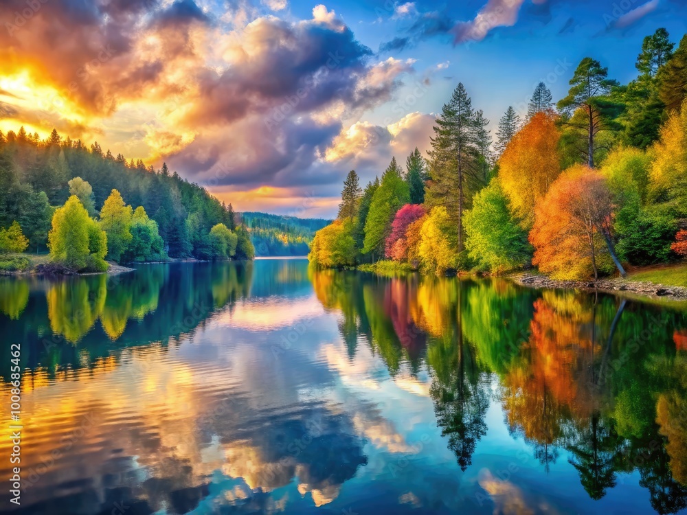 Serene Watercolor Painting of Tranquil Water Reflecting Nature's Beauty in Soft Hues and Shades Serene Watercolor Painting of Tranquil Water Reflecting Nature's Beauty in Soft Hues and Shades