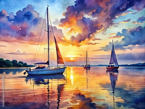 Serene Watercolor Sailboat Paintings Capturing Tranquility on the Open Water and Scenic Landscapes