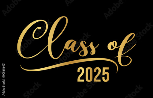 Class of 2025 typography design vector. Text for design, congratulation event, T-shirt, party, high school or college graduate. Editable class of 2025 typography design	
