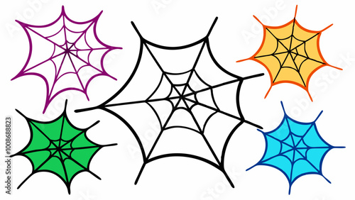 a set of  colored spider web on a white background