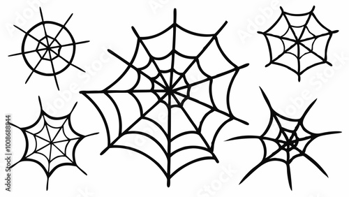 a set of  spider web on a white background