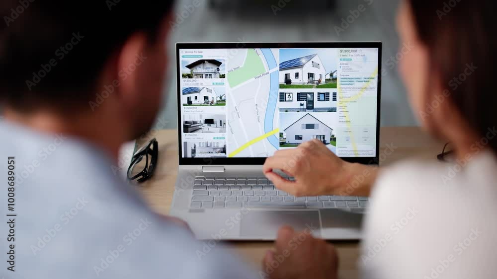Couple Family Searching Real Estate Online Couple Family Searching Real Estate Online