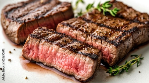 Grilled Steak with Fresh Thyme Garnish