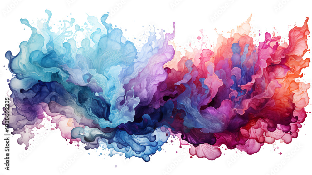Fototapeta premium Watercolor galaxy splash, Isolated on Transparent Background.