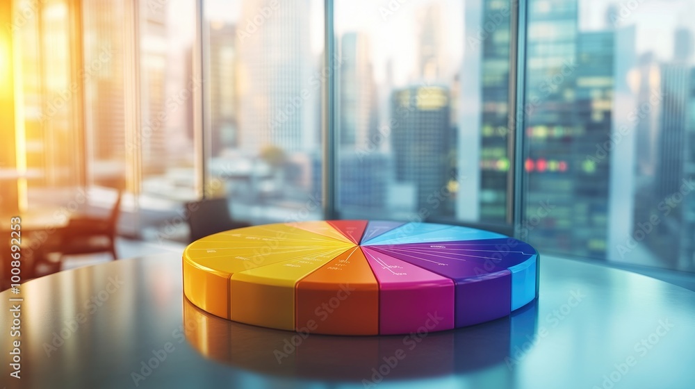 Fototapeta premium Colorful Pie Chart on a Business Table