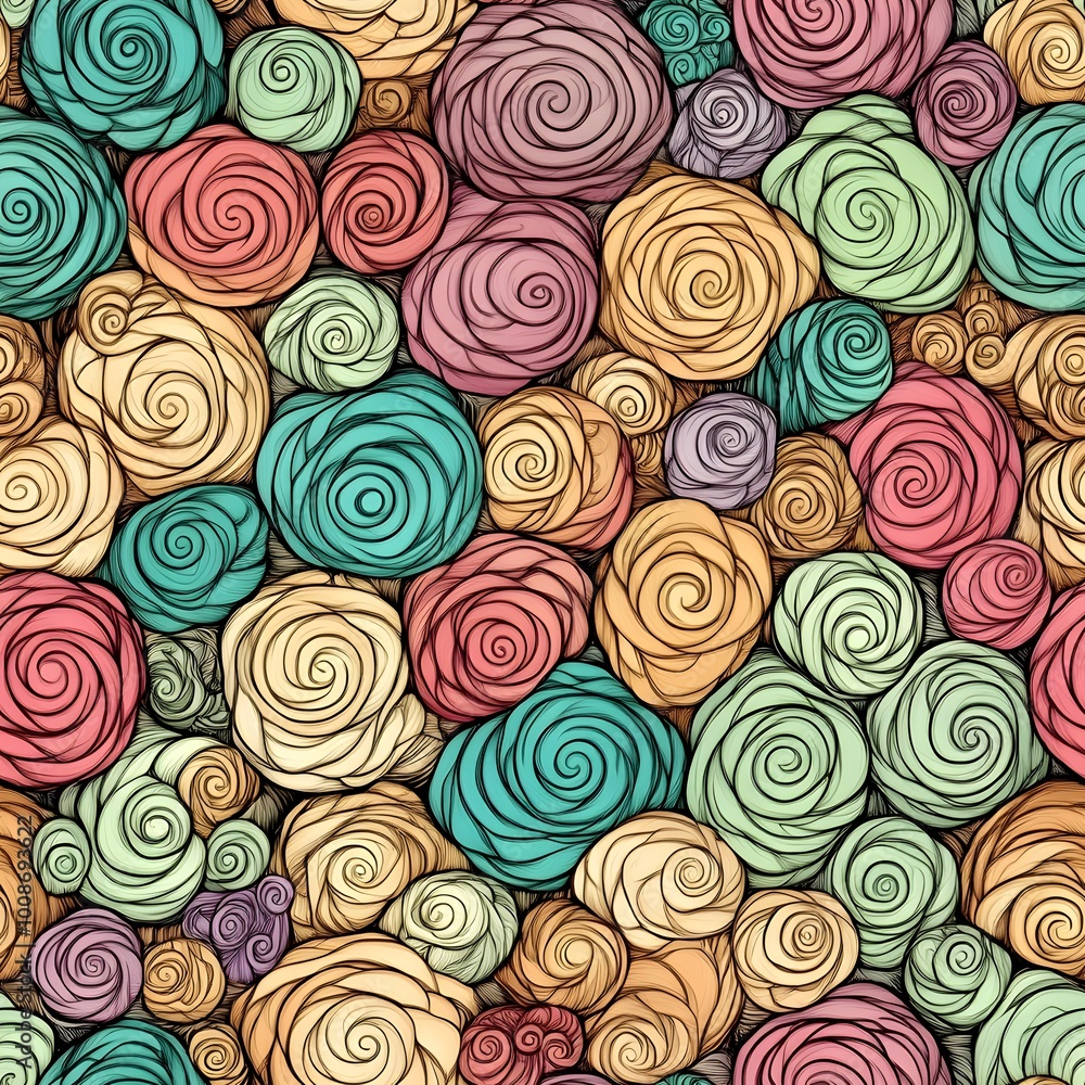 Colorful Swirling Rose Pattern Background Texture Colorful Swirling Rose Pattern Background Texture