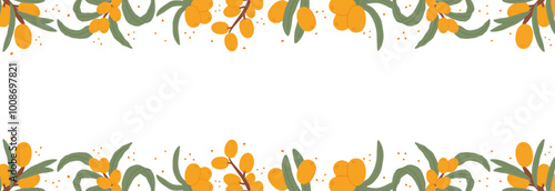 Sea Buckthorn Berries and Leaves Frame