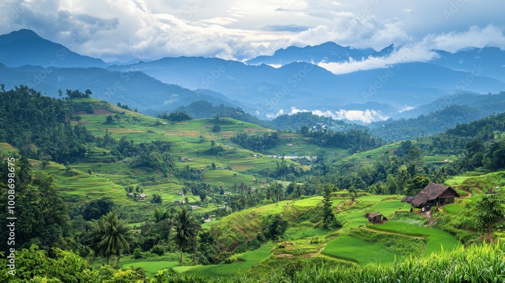 The lush, green landscapes surrounding Phu Pha Man National Park, perfect for trekking and exploring waterfalls. The lush, green landscapes surrounding Phu Pha Man National Park, perfect for trekking and exploring waterfalls.