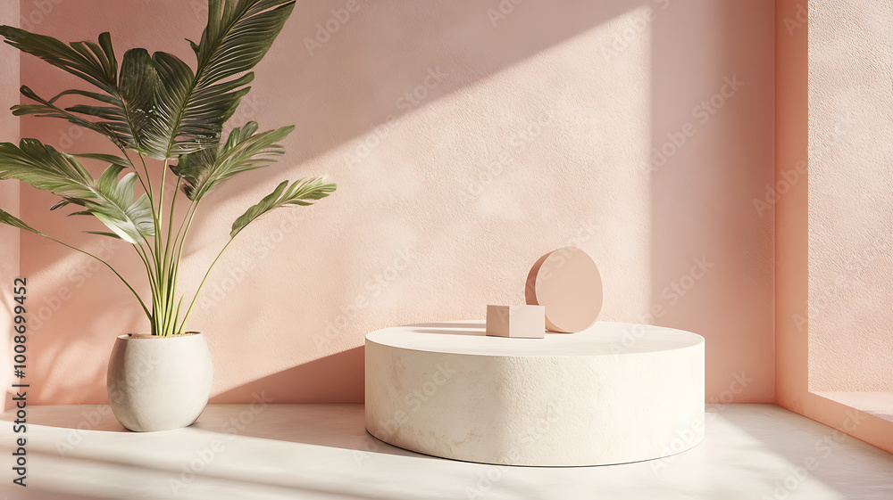 Abstract scene mockup in pastel color. The geometric shape of the podium is the background for the product. Abstract scene mockup in pastel color. The geometric shape of the podium is the background for the product.