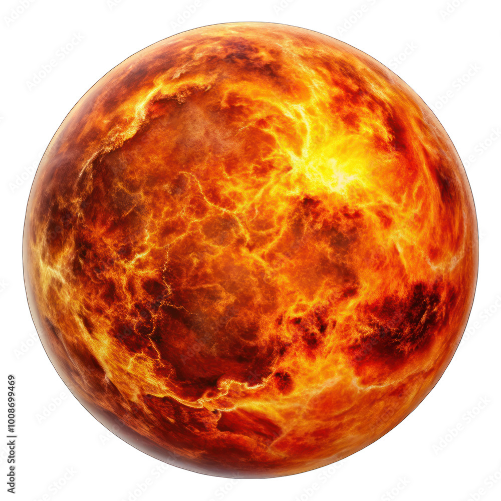 Fiery planet isolated on transparent background Fiery planet isolated on transparent background
