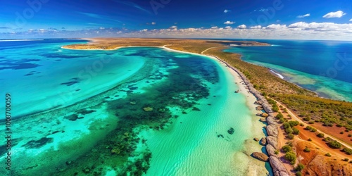 Stunning Aerial View of Shark Bay, Western Australia, Showcasing Crystal Clear Waters and Coastline