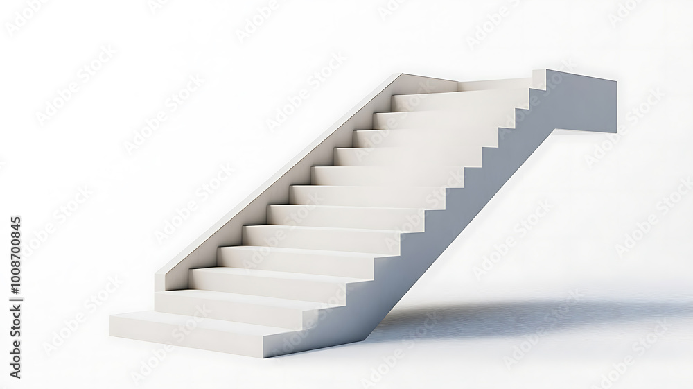 Modern 3-D staircase with clear lines and geometric shapes, isolated on a transparent background for use in interior design Modern 3-D staircase with clear lines and geometric shapes, isolated on a transparent background for use in interior design