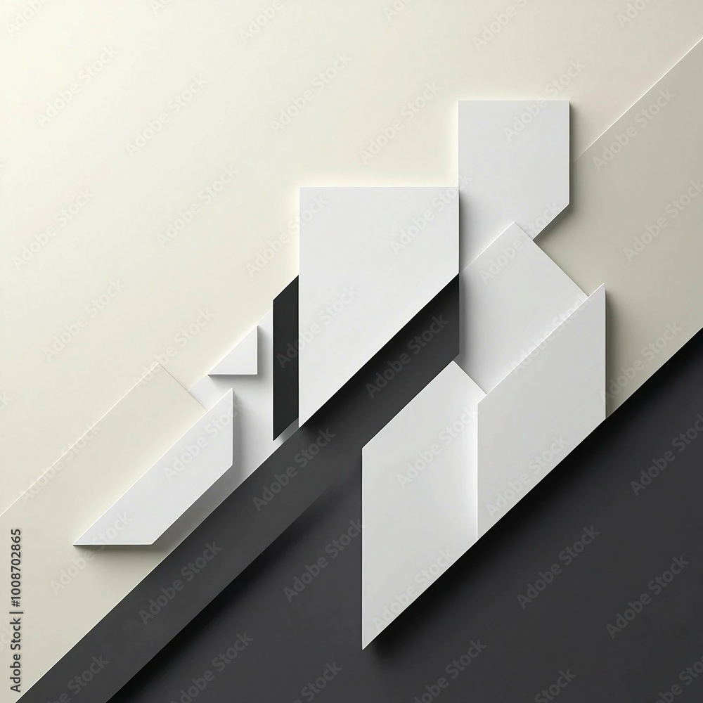 A white stair case with a black and white design A white stair case with a black and white design
