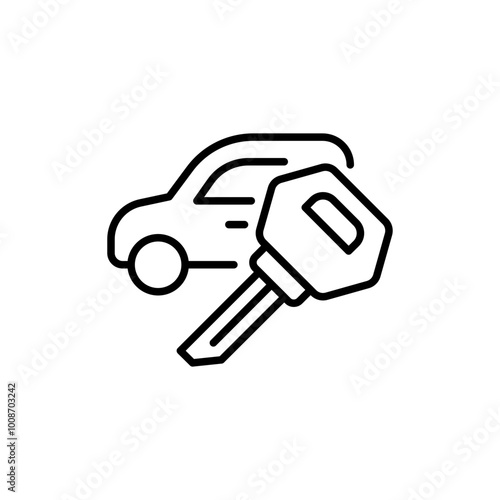 Car key outline icons, minimalist vector illustration ,simple transparent graphic element .Isolated on white background