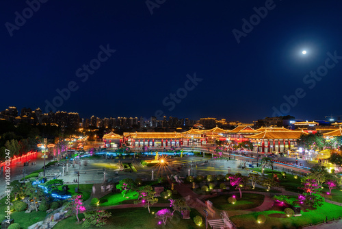 Εκτύπωση καμβά Night view of the Tang Dynasty City that Never Sleeps in Xi'an, China