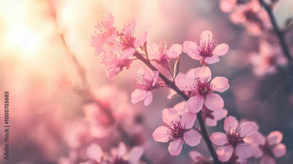 Delicate pink blossoms capture the essence of spring, illuminated by soft sunlight, creating a serene and enchanting atmosphere. Delicate pink blossoms capture the essence of spring, illuminated by soft sunlight, creating a serene and enchanting atmosphere.
