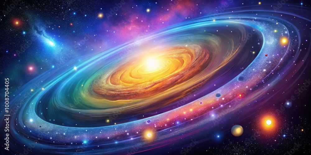 Obraz premium Stunning Galaxy Vector Illustration with Vibrant Colors and Cosmic Elements for Creative Projects