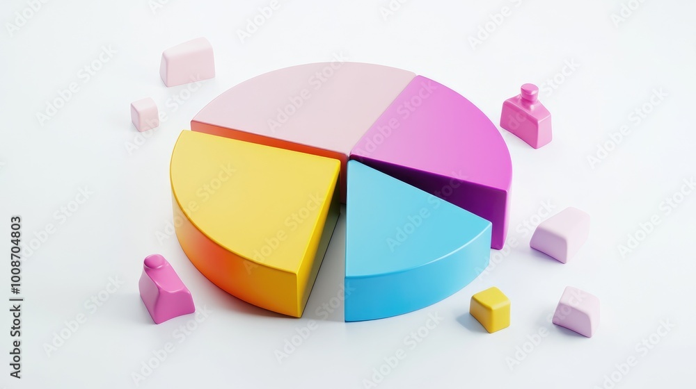 Obraz premium Colorful Pie Chart with Blocks for Data Visualization
