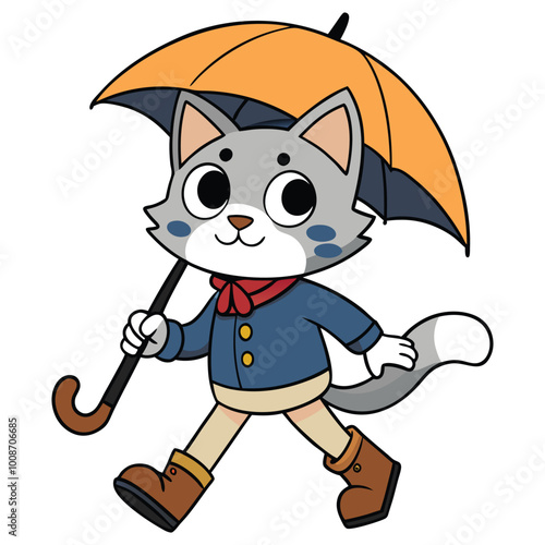 Cat with Umbrella